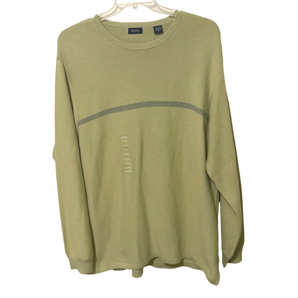 Vtg Izod Preppy Mens Crew‎ Neck Sweater XL Green Old Money Cozy Grandpa Classic